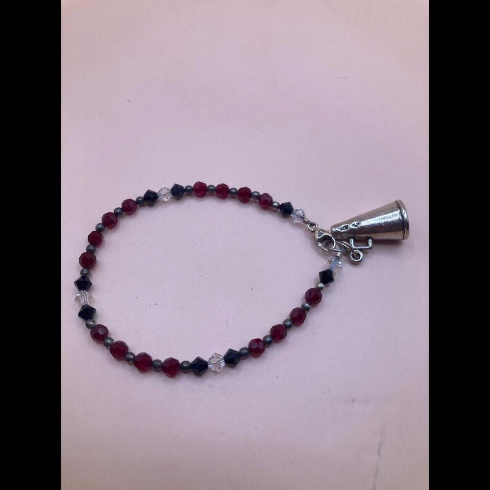 Girls Swarvosky Crystal and Sterling Cheerleading Bracelet